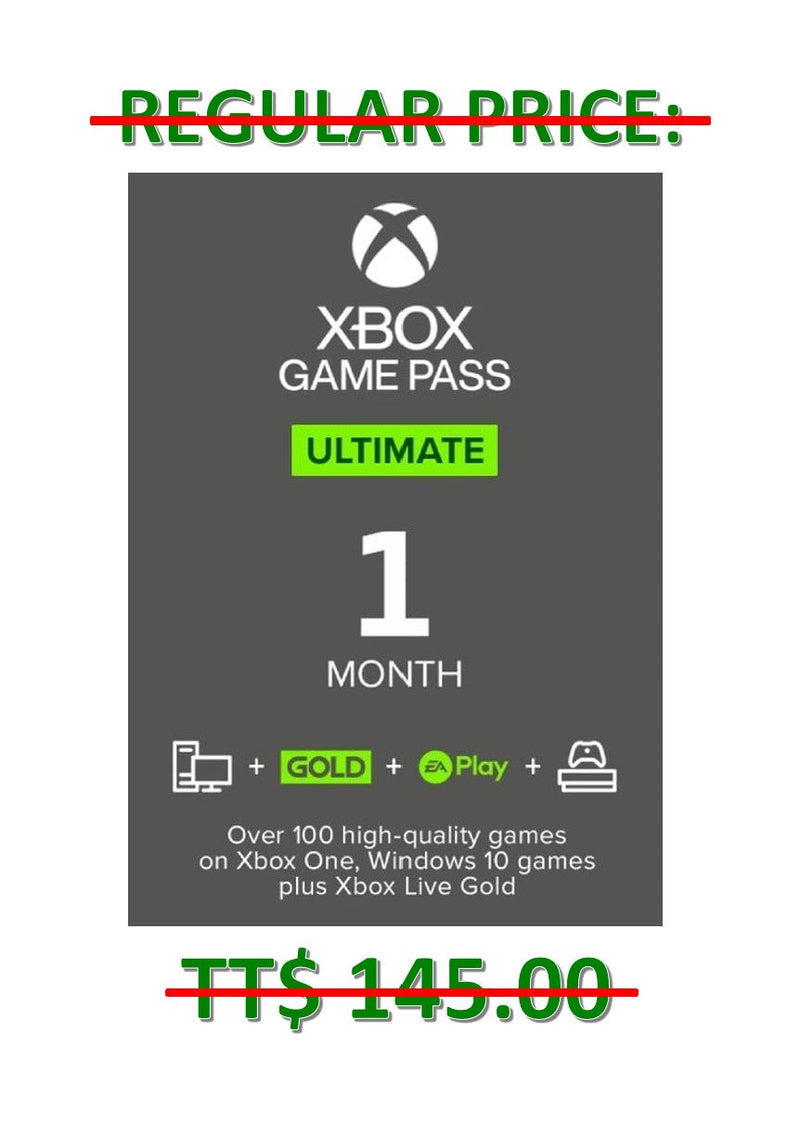 SPECIAL OFFER: Xbox Game Pass Ultimate - 1 month membership - US Region - for TT$110. [Digital Code]