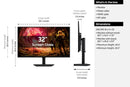 Samsung 32” Odyssey G5 G50F QHD Resolution Gaming Monitor, 180Hz Refresh Rate, Fast IPS Panel, HDR10, NVIDIA G-Sync Compatible, 1ms Response Time (GtG), AMD FreeSync™, Adjustable Stand, LS32FG502ENXZA