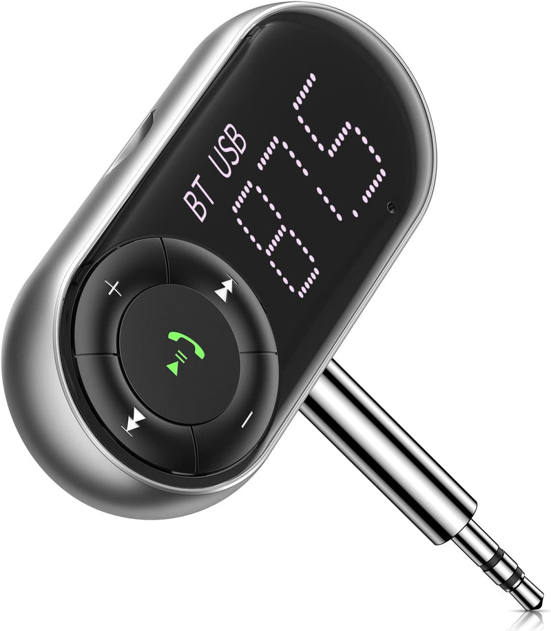 RINDOR Aux FM Bluetooth Transmitter for Car, Bluetooth Aux Adapter Input with microSD Card Slot, Wireless Calling with Bluetooth 5.0, Hi-fi Music, Dual Connection, Auto-Reconnect