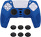 eXtremeRate PlayVital Blue 3D Studded Edition Anti-Slip Silicone Cover Skin for PS5 Wireless Controller with 6 Black Thumb Grip Caps