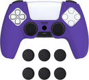 PlayVital Pure Series - Dockable Model - Anti-Slip Silicone Cover Skin for PS5 Controllers, Soft Rubber Grip Case -Compatible with Charging Stations - Thumb Grip Caps included - Purple