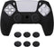 eXtremeRate PlayVital Black 3D Studded Edition Anti-Slip Silicone Cover Skin for PS5 Wireless Controller with 6 Black Thumb Grip Caps