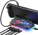 JSAUX RGB 8-in-1 Docking Station for Steam Deck (OLED)/ ROG Ally/ Legion Go, with 4K@120Hz HDMI, Gigabit Ethernet, USB-C 3.0, Dual USB-A 3.0, USB 2.0, 100W USB-C Charging-HB0801S