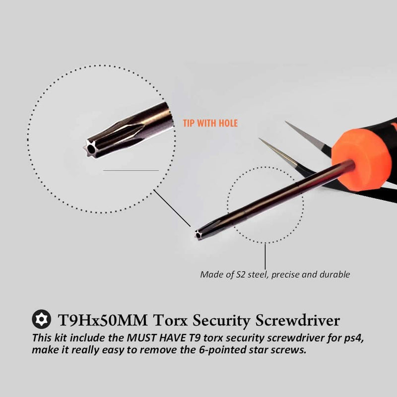 TECKMAN TR9 Torx Security Screwdriver with PH00 PH0 PH1 Phillips Screwdriver Set for Cleaning/ Repair on Sony PS4/ PS5 Console & Controller