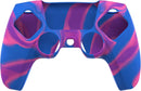 PlayVital Pure Series - Dockable Model - Anti-Slip Silicone Cover Skin for PS5 Controllers, Soft Rubber Grip Case -Compatible with Charging Stations - Thumb Grip Caps included - Purple + Blue + Pink