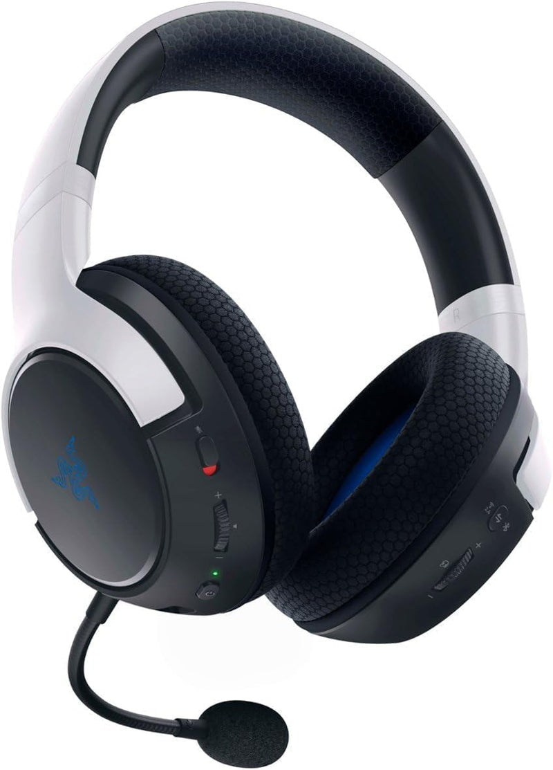 Razer Kaira Dual Wireless Gaming Headset for PlayStation 4/ 5, PC and Mobile: Triforce 50mm Drivers - HyperClear Cardioid Mic - 2.4GHz and Bluetooth w/ SmartSwitch - EQ Toggle - White/ Black
