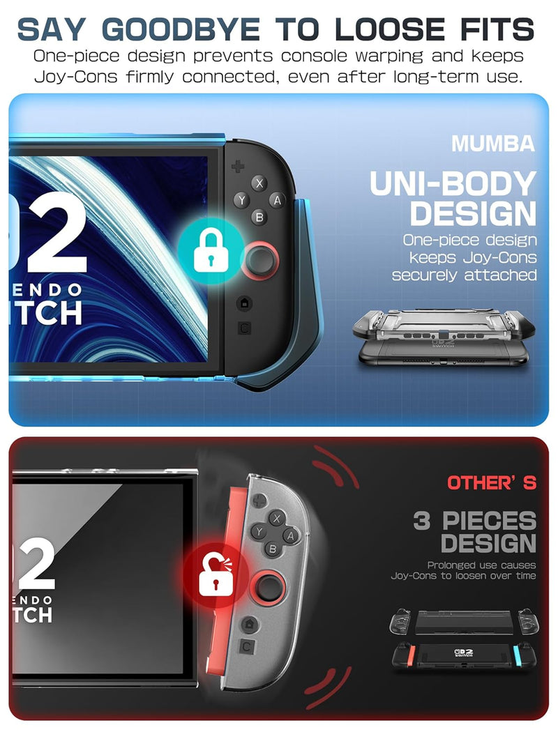 Mumba Dockable Case for Nintendo Switch 2 [Blade Series] TPU Grip Protective Cover with Quick-Release Joy-Con Design (Black)