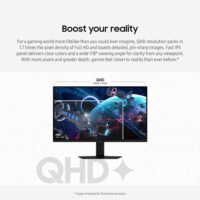 SAMSUNG 27-Inch Odyssey G50D Series | QHD 2560 x 1440p | Fast IPS Gaming Monitor | 1ms | VESA DisplayHDR 400 | 180Hz | AMD FreeSync | Adjustable Stand, Eye Saver Mode, LS27DG500ENXZA, 2024