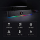 Redragon GS560 RGB Desktop Soundbar, 2.0 Channel Computer Speaker with Dynamic Lighting Bar Audio-Light Sync/Display, Touch-Control Backlit with Volume Knob, USB Powered w/ 3.5mm Cable, Black