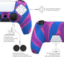 PlayVital Pure Series - Dockable Model - Anti-Slip Silicone Cover Skin for PS5 Controllers, Soft Rubber Grip Case -Compatible with Charging Stations - Thumb Grip Caps included - Purple + Blue + Pink