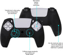 eXtremeRate PlayVital Black 3D Studded Edition Anti-Slip Silicone Cover Skin for PS5 Wireless Controller with 6 Black Thumb Grip Caps