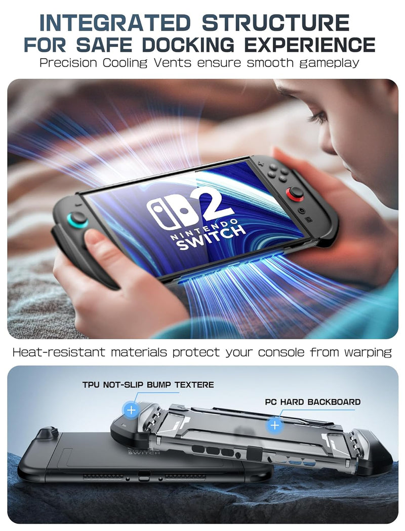 Mumba Dockable Case for Nintendo Switch 2 [Blade Series] TPU Grip Protective Cover with Quick-Release Joy-Con Design (Black)