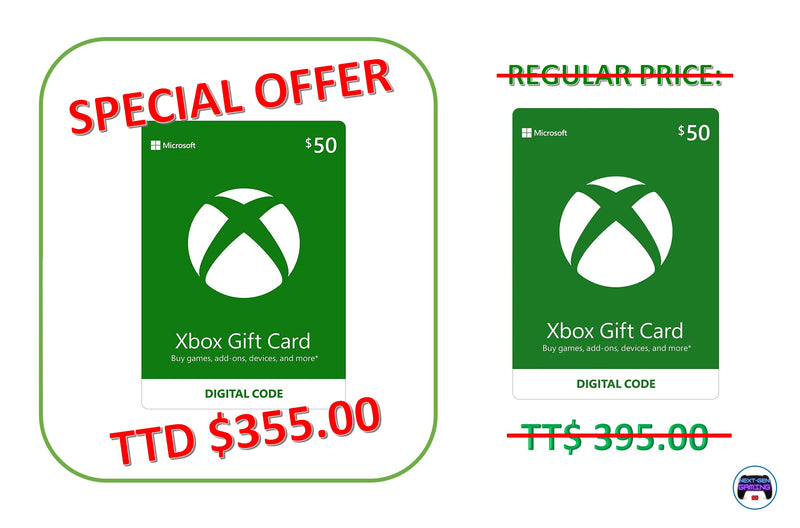 SPECIAL OFFER: US $50 Xbox Gift Card for TT $350 [Digital Code]