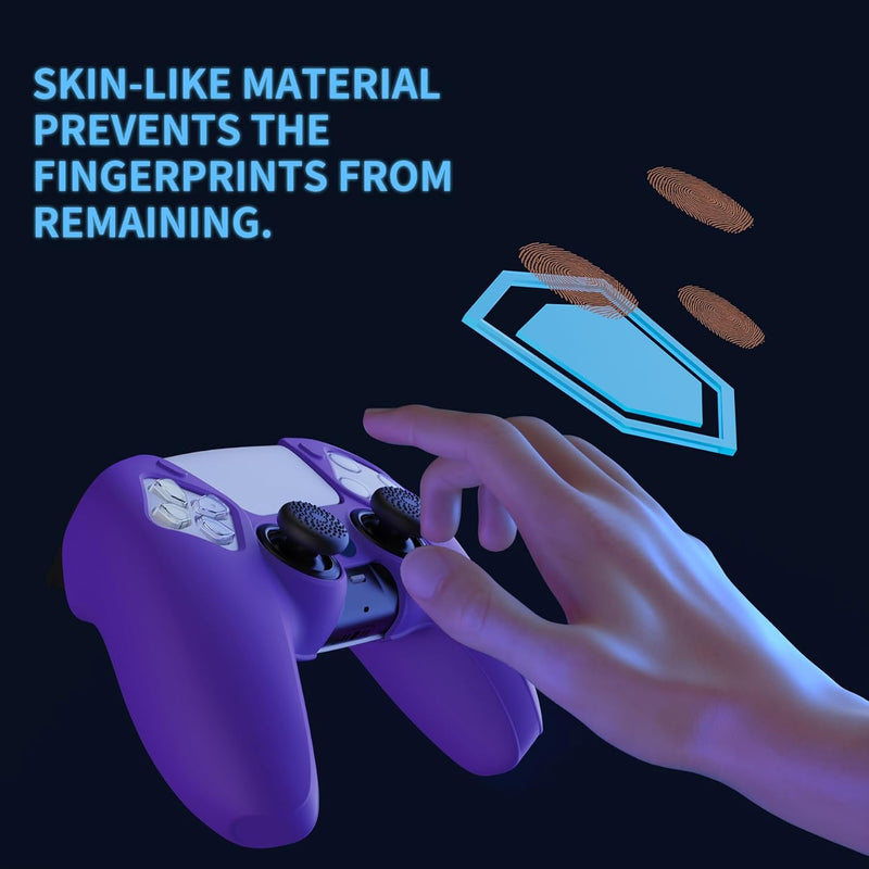 PlayVital Pure Series - Dockable Model - Anti-Slip Silicone Cover Skin for PS5 Controllers, Soft Rubber Grip Case -Compatible with Charging Stations - Thumb Grip Caps included - Purple