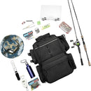 Rabjen Fishing Tackle Backpack with Rod Holders, Bottle Holder, 40L Storage Bag (Trays Not included) for Fishing Gear