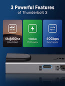 ‘7 in 2’ MacBook Pro/ Air USB-C Hub - with 4K@60Hz HDMI; 100W PD Thunderbolt 3; 1000M RJ45 Ethernet; 2 USB 3.0 ports; SD/TF 3.0 Card Reader - By Lemorele