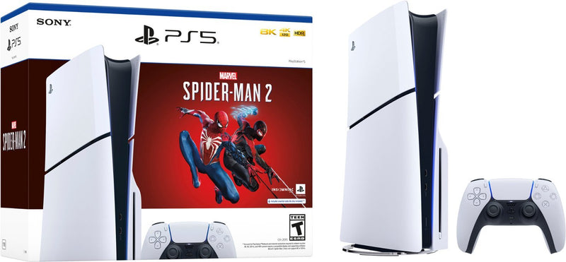 PlayStation 5 Console – PS5 Slim 1TB Disc – Marvel's Spider-Man 2 Bundle (Full Game Download Included)