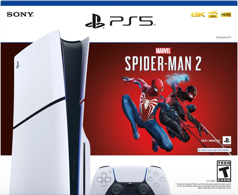 PlayStation 5 Console – PS5 Slim 1TB Disc – Marvel's Spider-Man 2 Bundle (Full Game Download Included)