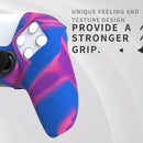 PlayVital Pure Series - Dockable Model - Anti-Slip Silicone Cover Skin for PS5 Controllers, Soft Rubber Grip Case -Compatible with Charging Stations - Thumb Grip Caps included - Purple + Blue + Pink