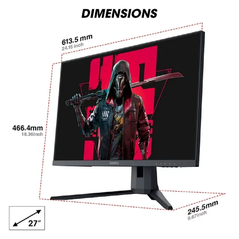 KOORUI 27 inch 144Hz 1ms 2K QHD (2560x1440) Gaming Monitor, with HDMI/ DisplayPort, Adaptive Sync, VA Panel Technology