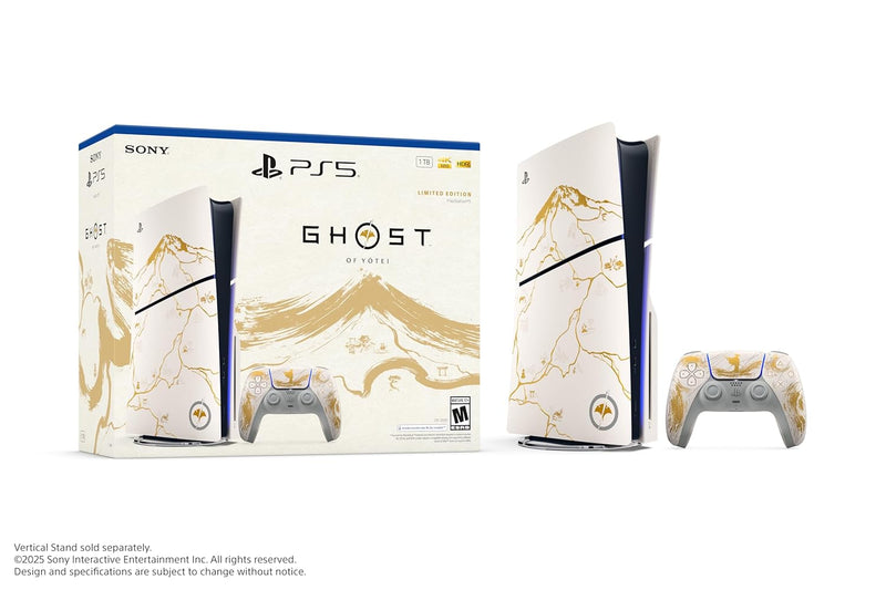 Sony PS5 Console: Ghost of Yōtei Gold Limited Edition Bundle - PlayStation 5 - Slim, Disc, 1TB SSD.