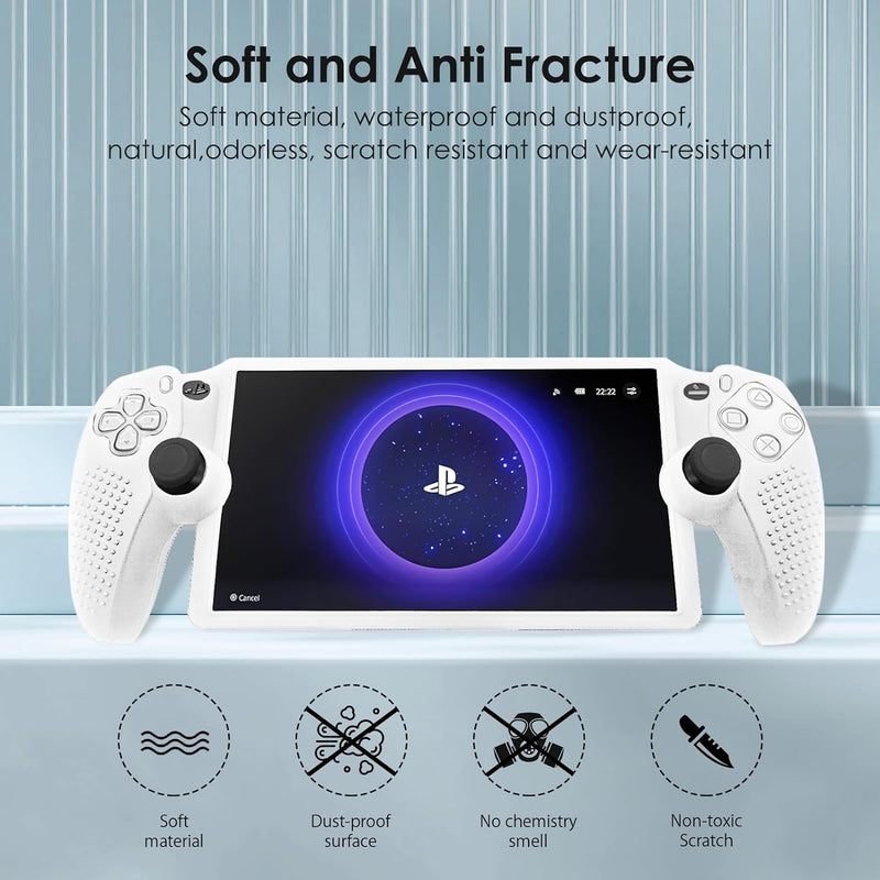 Silicone Case: Shock-Absorption, Anti-Fingerprint, Scratch Resistant, Cover/ Case for Sony Playstation Portal - White - by Qoosea