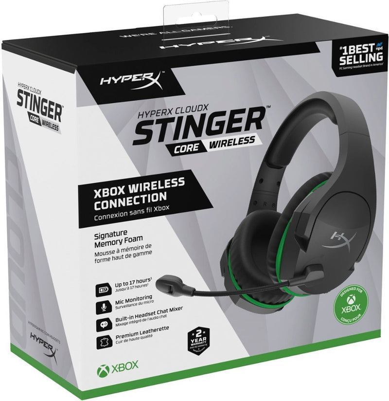 HyperX - CloudX Stinger Core Wireless Gaming Headset for Xbox X|S and Xbox One - Black/Green