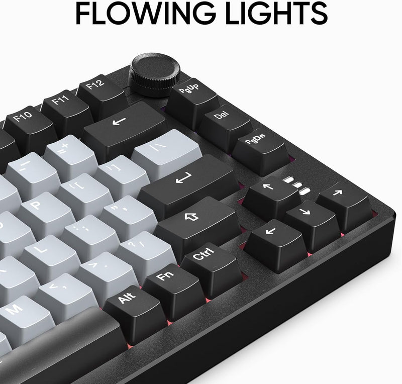 ARZOPA 75% Mechanical Gaming Keyboard Wired, Rainbow Backlit 81 Keys, Gasket Mount, One Knob Volume Control, Sound Absorbing Pads, Linear Red Switch-K81