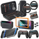 16-in-1 Accessories Bundle for Nintendo Switch 2 :- Carrying Case, 2 Screen Protectors with Alignment Frame, 2 Steering Wheels, 2 JoyCon Grips, Dockable Console Protective Shell, etc.