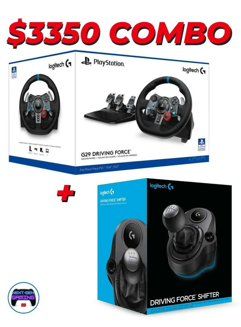 COMBO DEAL - Logitech - G29 Driving Force Racing Wheel and Floor Pedals + Driving Force Shifter for PS5, PS4, PC and Mac