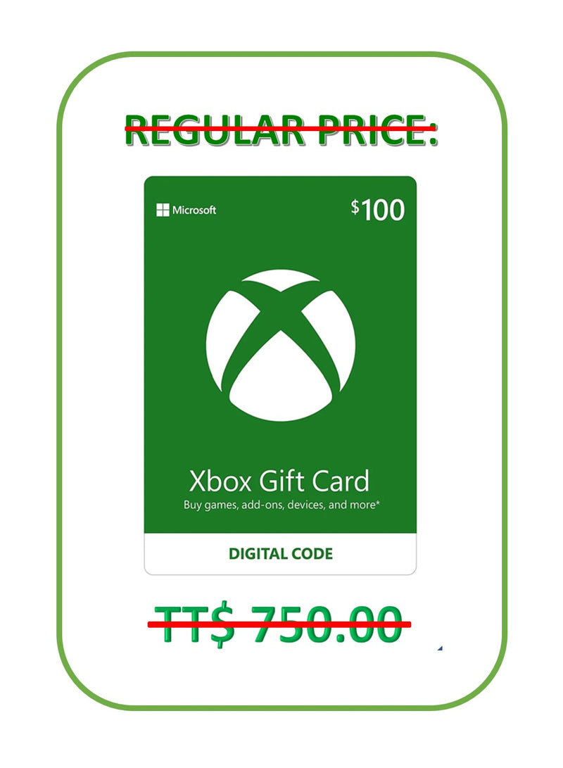 SPECIAL OFFER: US $100 Xbox Gift Card for TT $675. [Digital Code]
