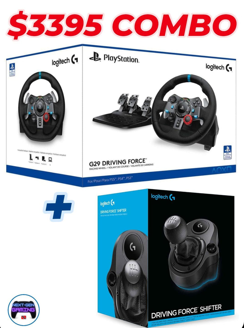 COMBO DEAL - Logitech - G29 Driving Force Racing Wheel and Floor Pedals + Driving Force Shifter for PS5, PS4, PC and Mac
