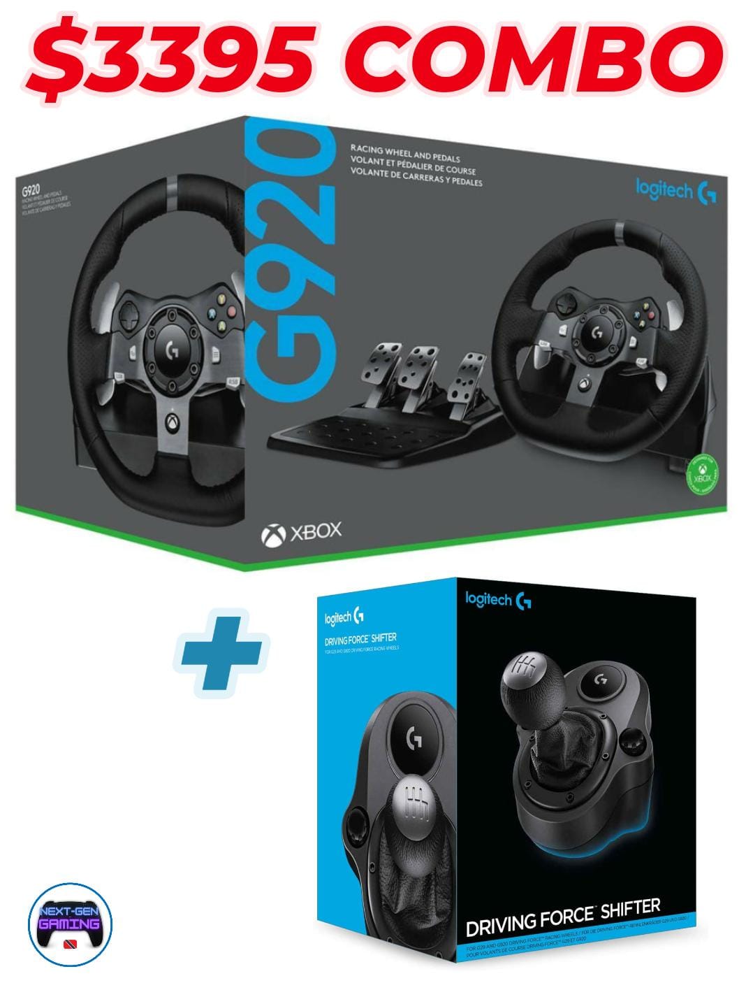 Logicool4点セット COMBO DEAL - Logitech - G920 Driving Force Racing Wheel and Pedals + D
