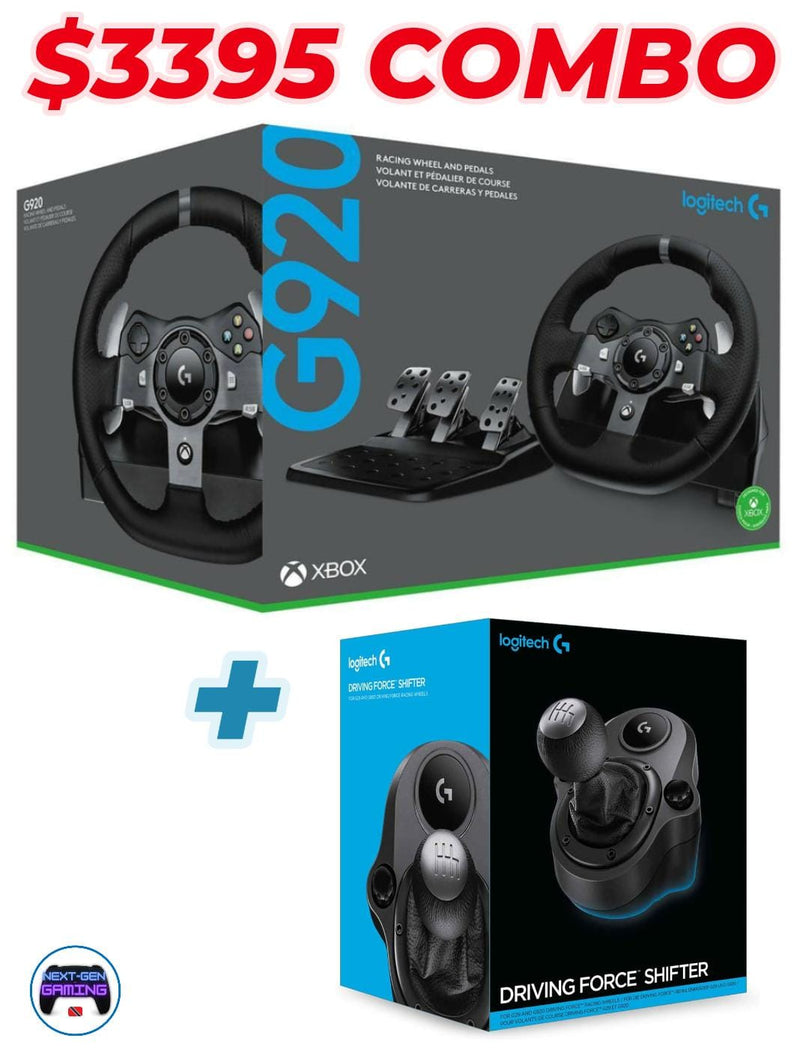 COMBO DEAL - Logitech - G920 Driving Force Racing Wheel and Pedals + Driving Force Shifter for Xbox Series X|S, Xbox One, PC