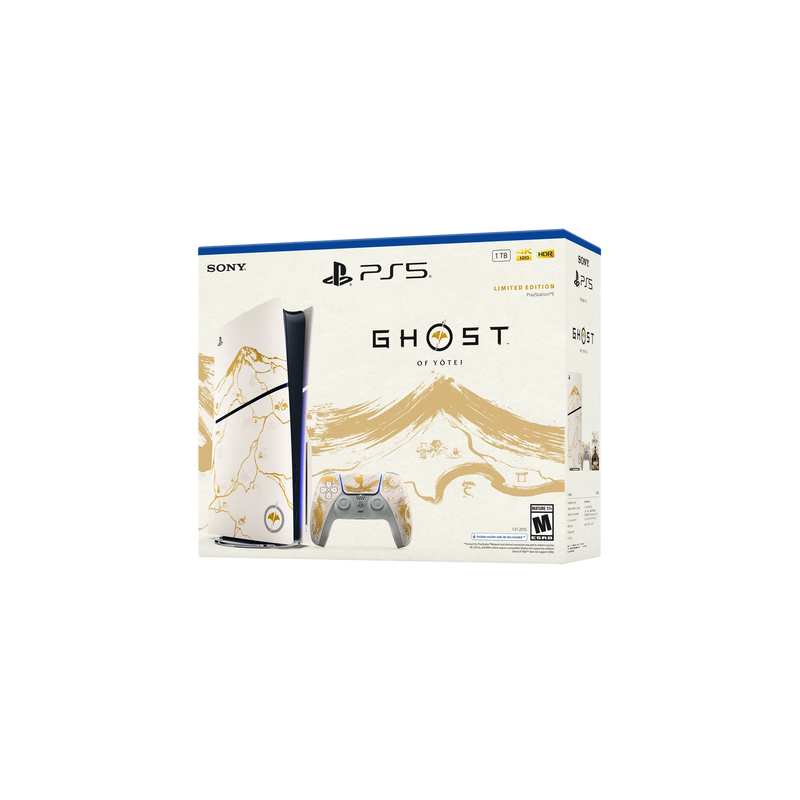 Sony PS5 Console: Ghost of Yōtei Gold Limited Edition Bundle - PlayStation 5 - Slim, Disc, 1TB SSD.