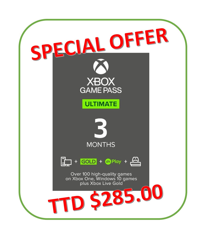 SPECIAL OFFER: Xbox Game Pass Ultimate - 3 month membership - GLOBAL - for TT$285. [Digital Code]