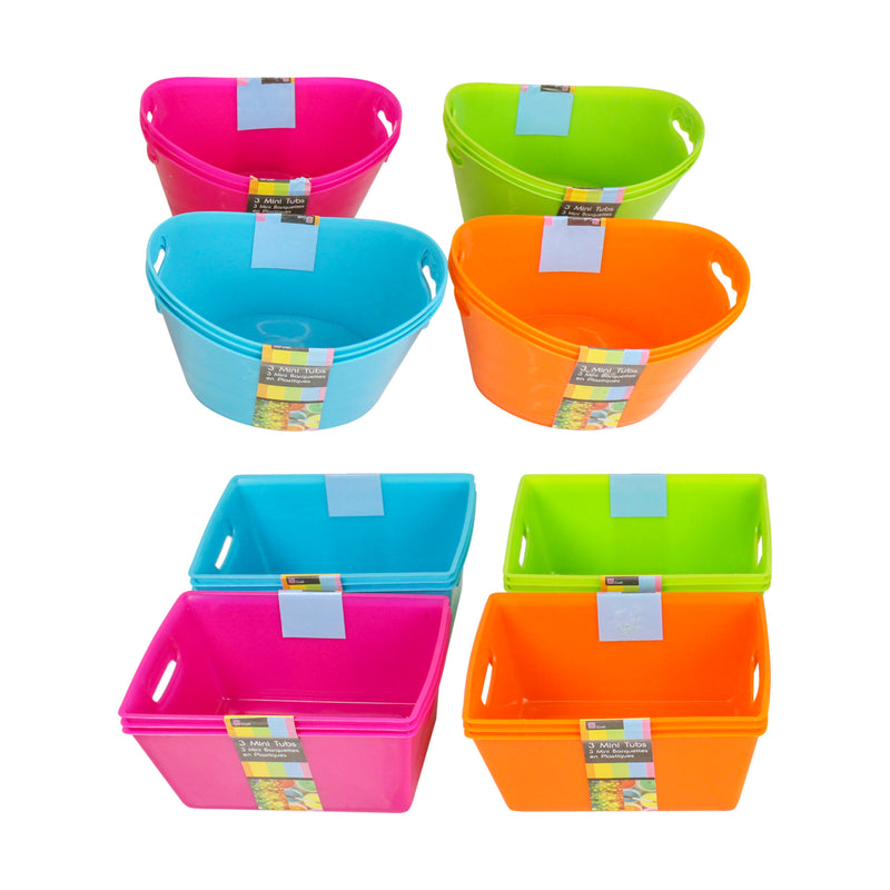 MINI STORAGE TUBS - 3pcs - 6x4 INCHES