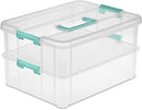 STERILITE STACK & CARRY 2 HANDLE BOX CLEAR/AQUA