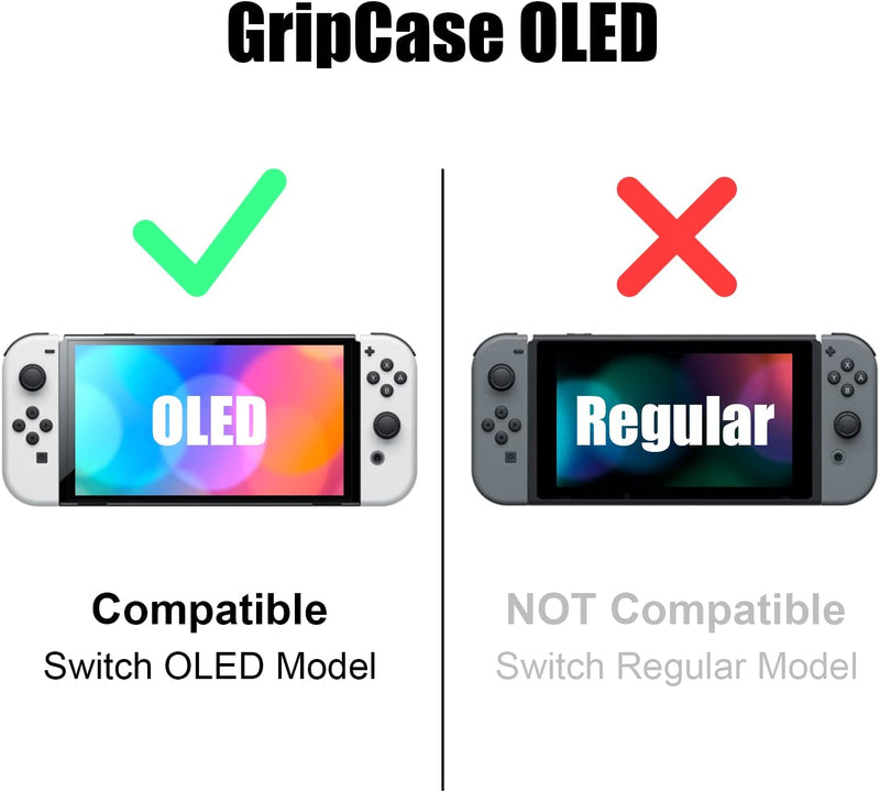 Skull & Co. GripCase for OLED Switch: A Dockable Transparent Protective Cover Case with Replaceable Grips [to fit All Hand Sizes] for Nintendo Switch OLED Model - White