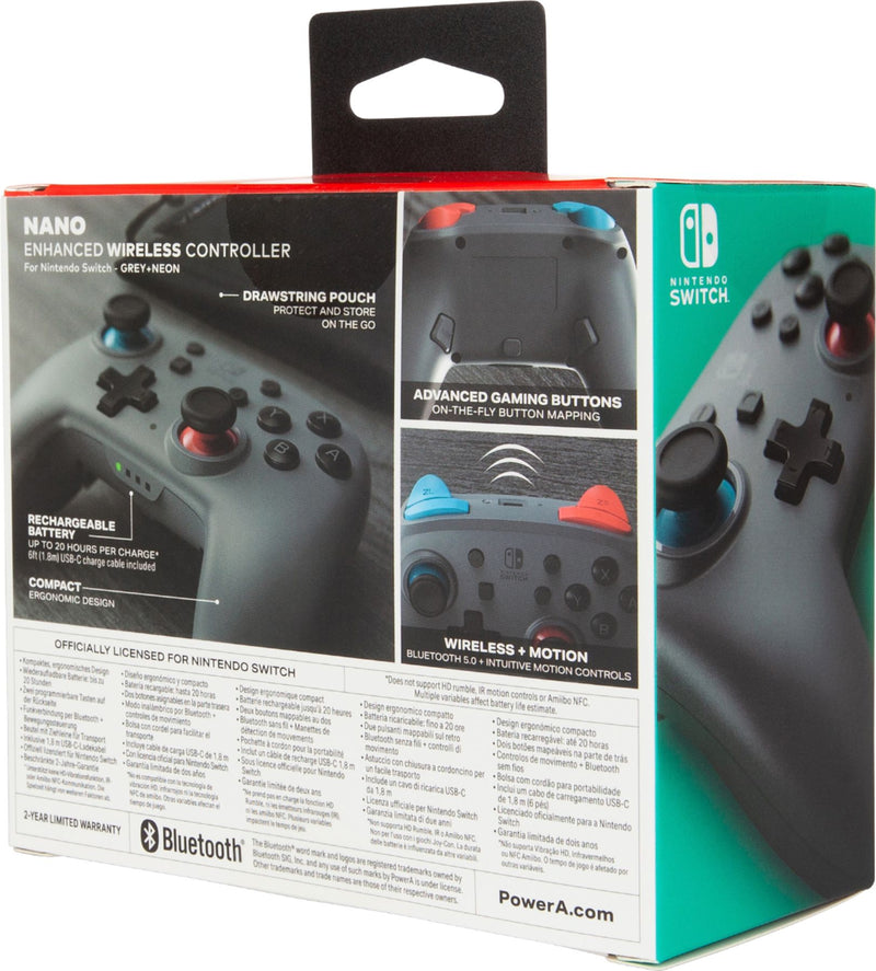 PowerA - Nano Enhanced Wireless Controller for Nintendo Switch - Nano Gray-Neon