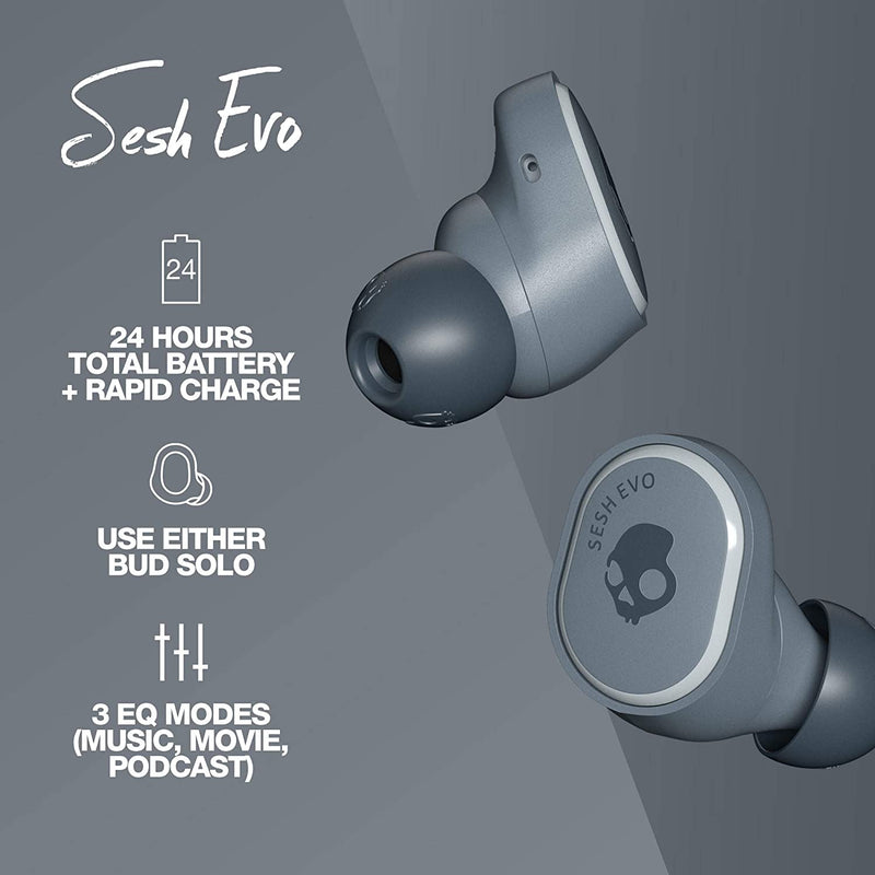 Skullcandy Sesh Evo True Wireless Earbuds - Bluetooth, IP55 - Sweat, Water and Dust Resistant, Up to 24 Hours of Battery Life