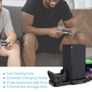 Vertical Stand for Xbox Series X/S with Cooling Fan, Controller Charger Dock and Game Rack Organizer - 3 USB Ports