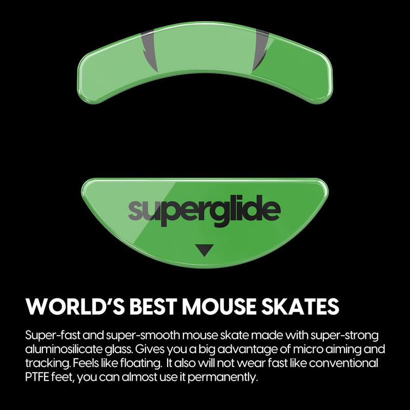 SuperGlide - Fastest and Smoothest Mouse Feet / Skates Made with Ultra Strong Flawless Glass for Razer Viper Mini [Green]