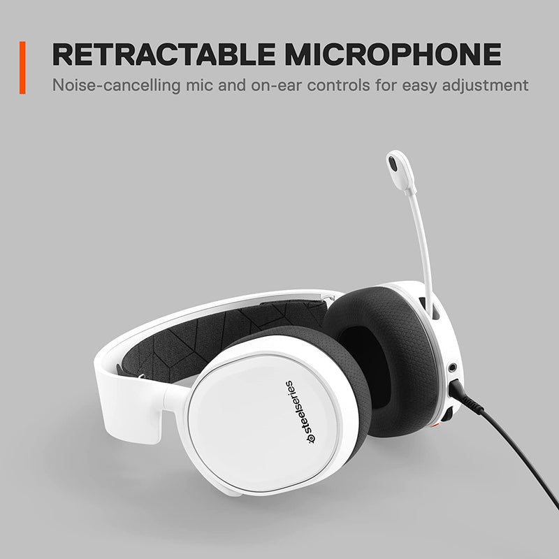 SteelSeries Arctis 3 Console - Stereo Wired Gaming Headset for PlayStation 4|5, Xbox Series X|S, Xbox One, Nintendo Switch, VR, Android and iOS - White