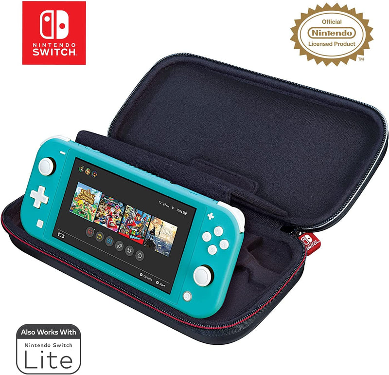 Game Traveler Nintendo Switch Case - for Switch OLED, V2 Switch and Switch Lite: Adjustable Viewing Stand, Bonus Game Cases & Deluxe Carry Handle – Black