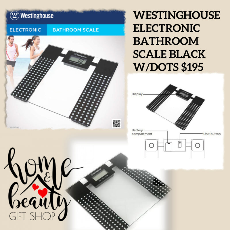 WESTINGHOUSE ELECTRONIC BATHROOM SCALE BLACK W/DOTS $175