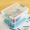 STERILITE STACK & CARRY 2 HANDLE BOX CLEAR/AQUA